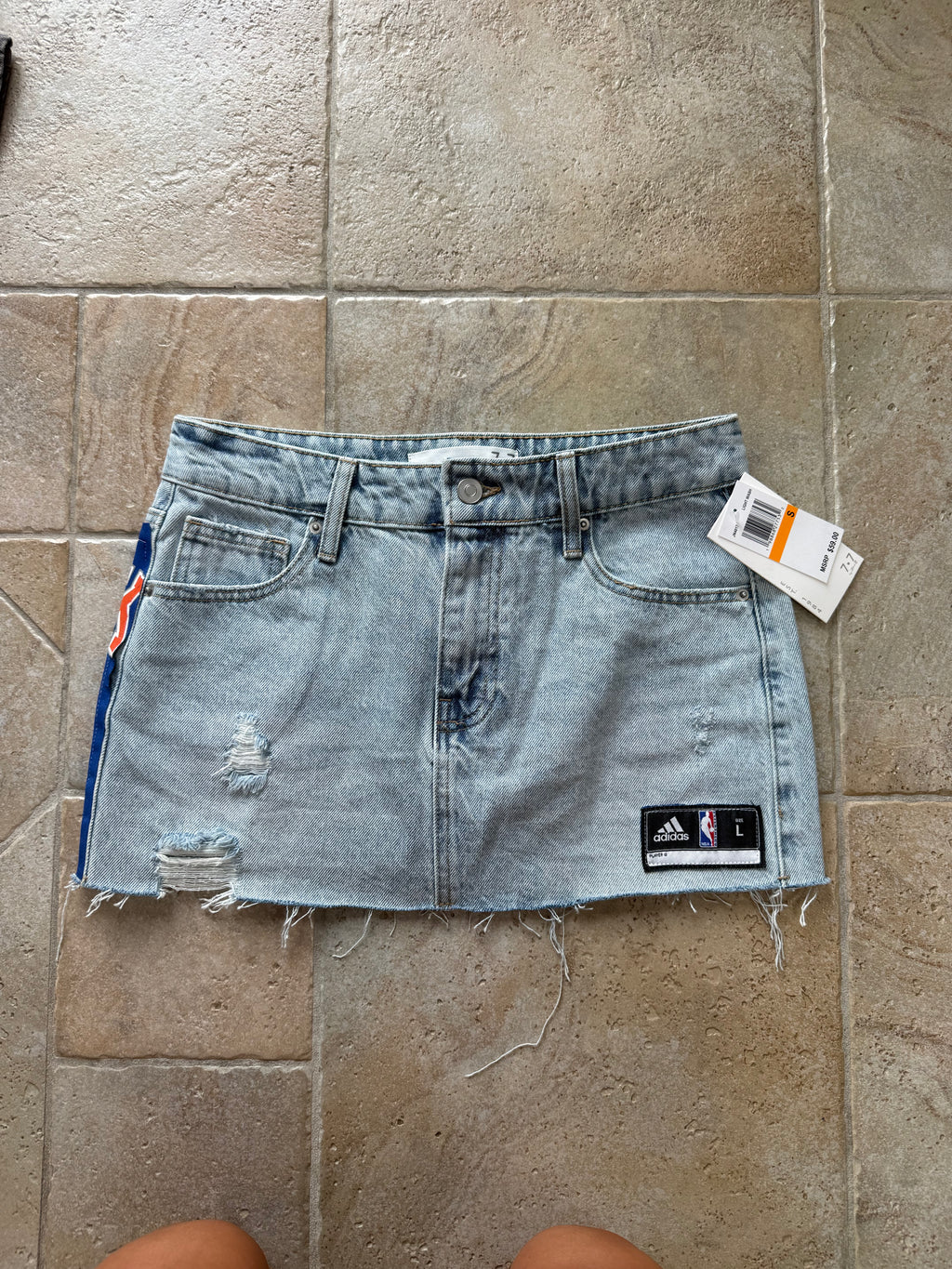 New York Knicks Reworked Light Wash Mini Skirt